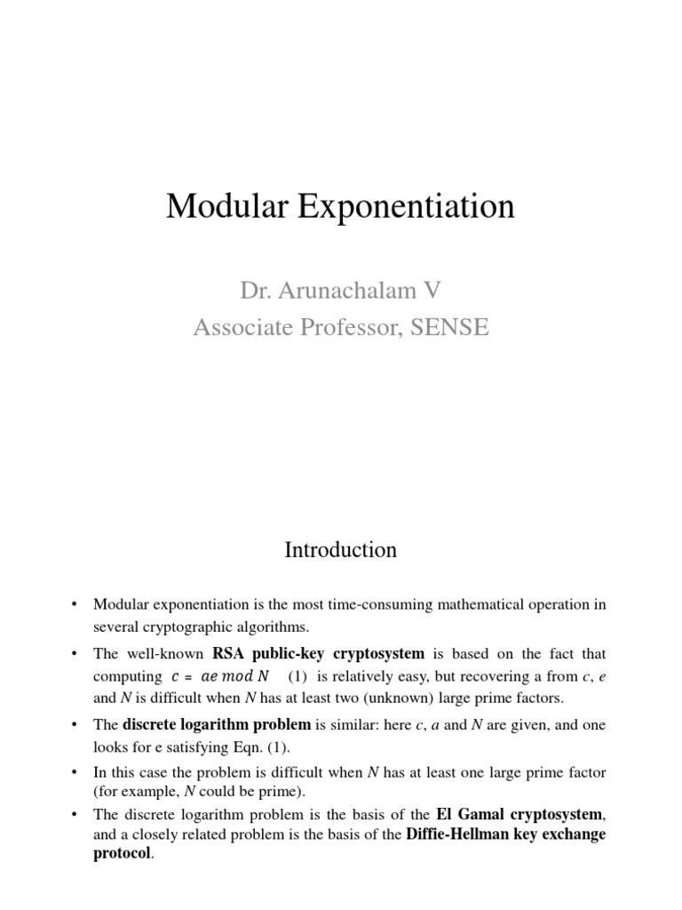 Understanding Modular Exponentiation | PDF | Exponentiation ...