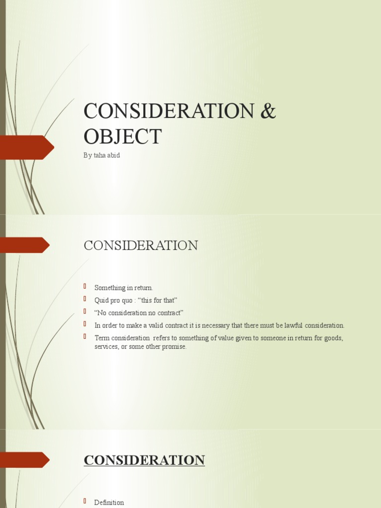 Consideration and Object in Contract Law An Analysis of the Essential