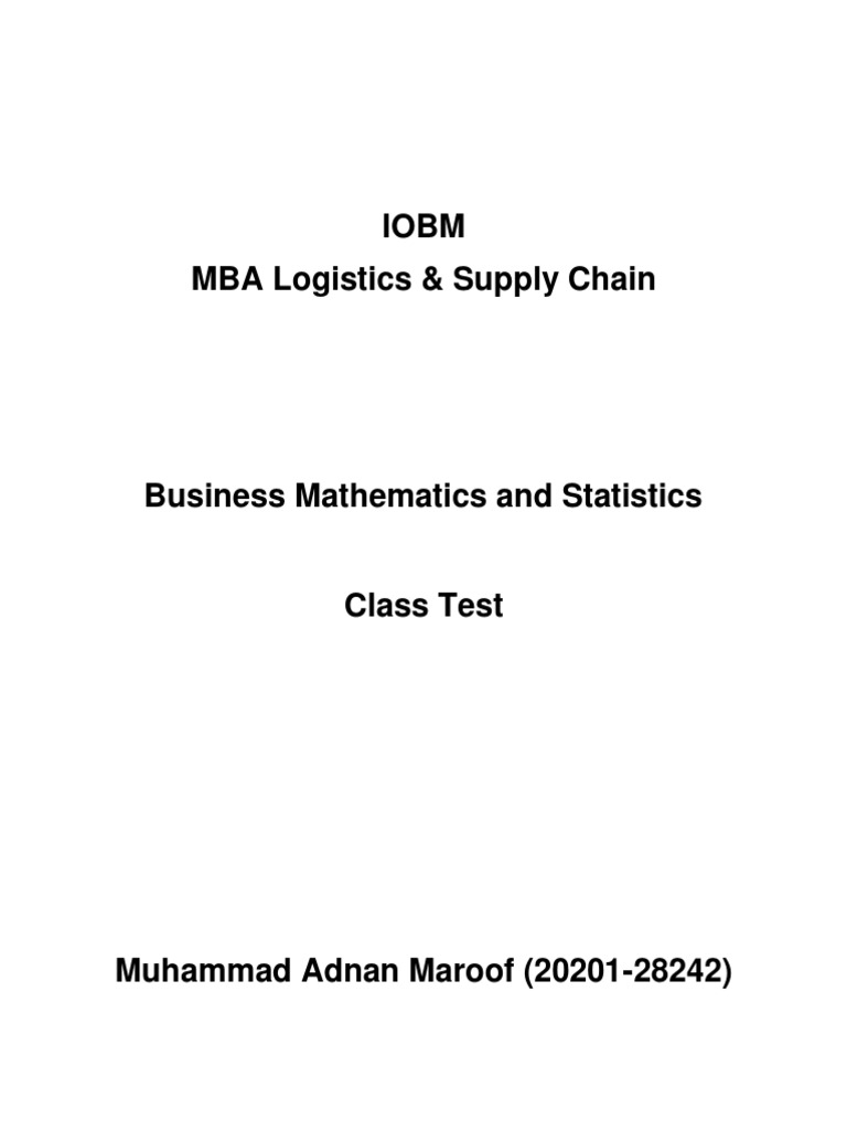 Iobm MBA Logistics & Supply Chain PDF Equations Statistical Theory