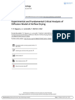 Experimental and Fundamental Critical Analysis of Diffusion Model of Airflow Drying