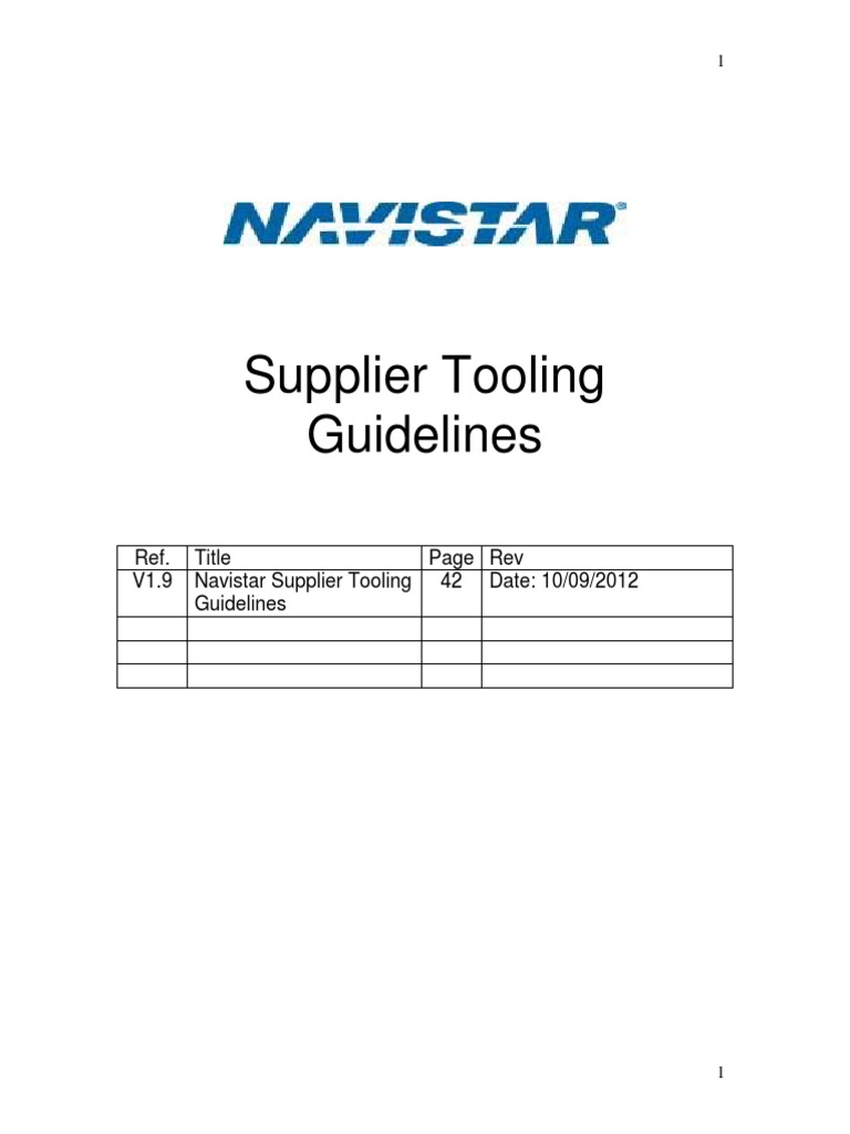 Navistar Supplier Tooling Guidelines | PDF | Specification (Technical ...