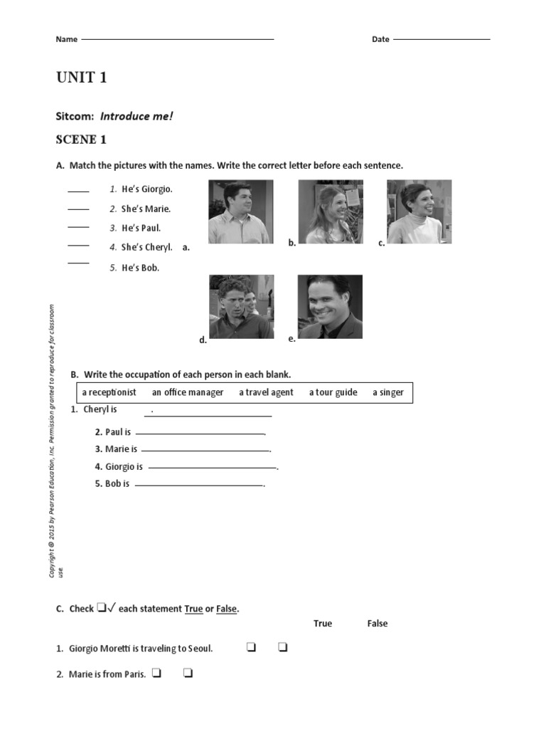 Unit 1 Video Worksheets PDF