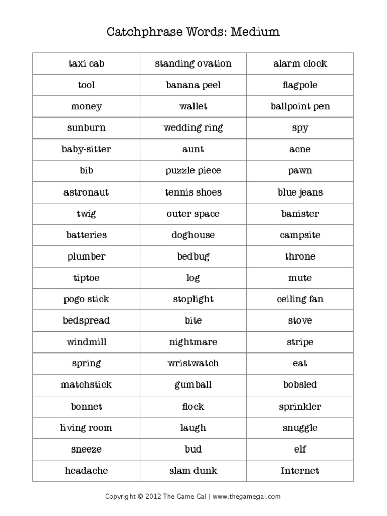 Catchphrase Words Medium PDF | PDF | Nature