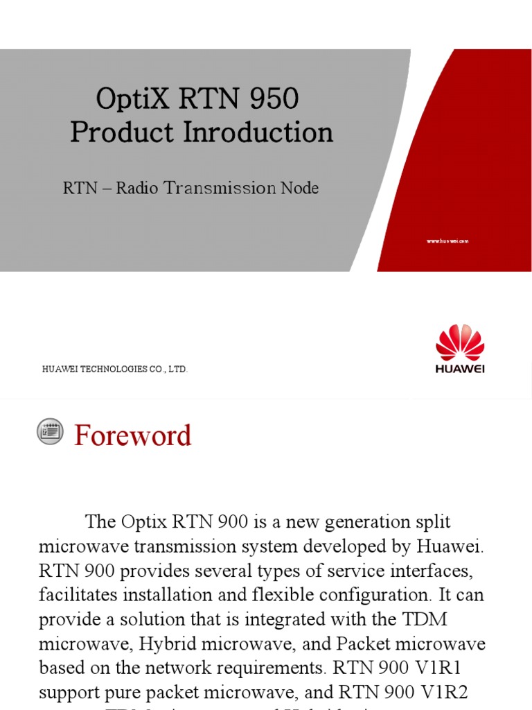 Optix RTN 950 Product Inroduction RTN Radio Transmission Node PDF