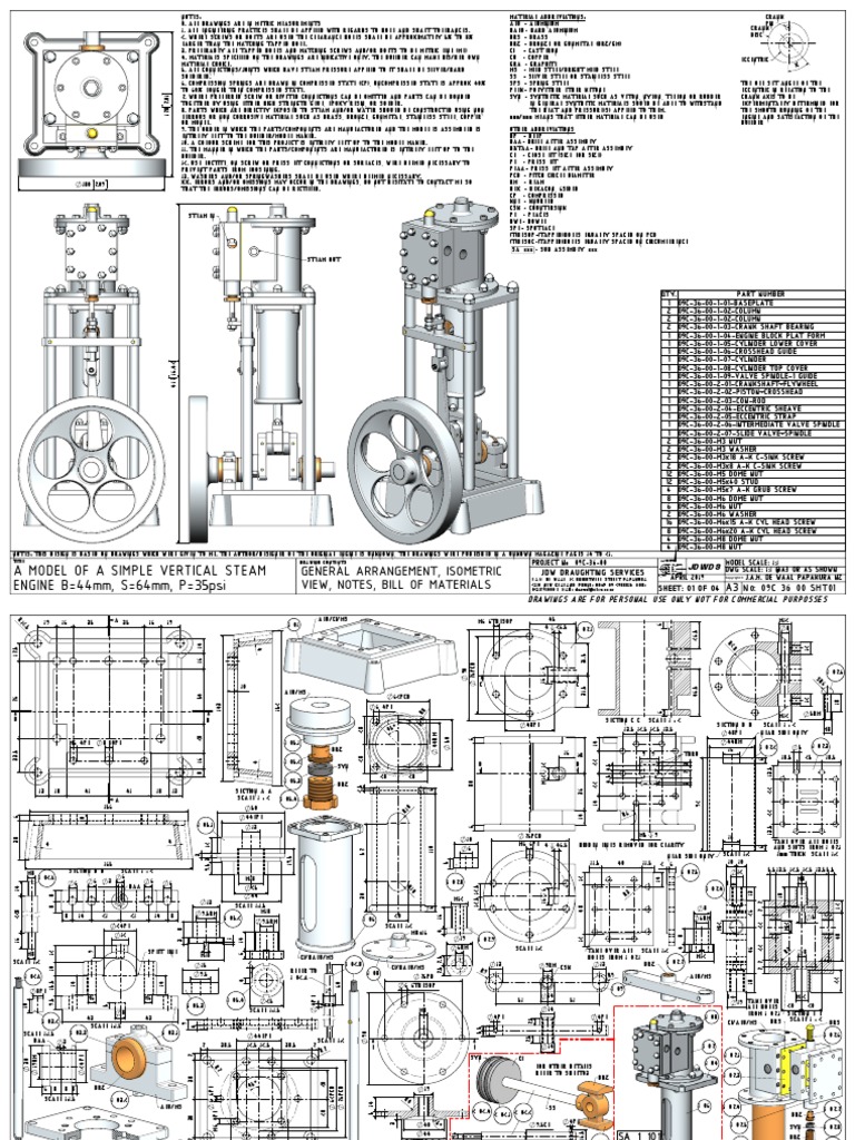 Simple Vertical Engine 1 | PDF | Screw | Steel