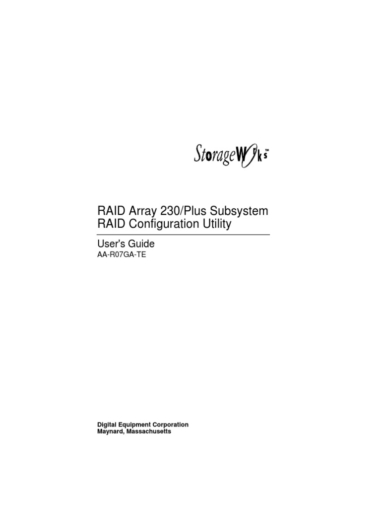 RAID Array 230/plus Subsystem RAID Configuration Utility: User's Guide ...