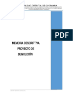 Memoria Descriptiva Proyecto de Demolición: Municipalidad Distrital de Ocobamba