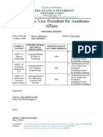 Office of The Vice President For Academic Affairs: Progress Report