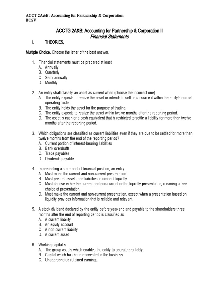 Accounting for Partnerships & Corporations | PDF | Cash Flow Statement ...