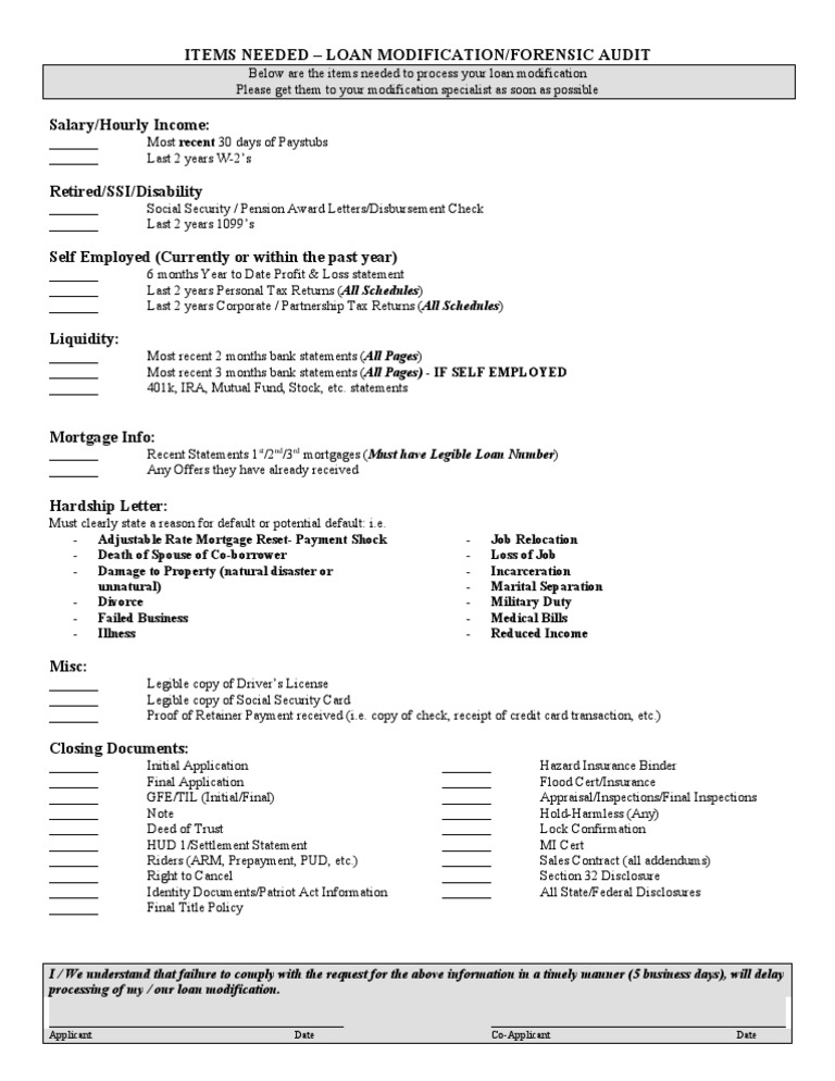 Loan Modification Required Documents Guide | PDF | Social Security ...