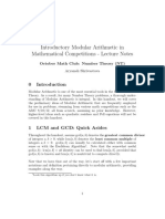 Introductory Modular Arithmetic in Mathematical Competitions - Lecture Notes