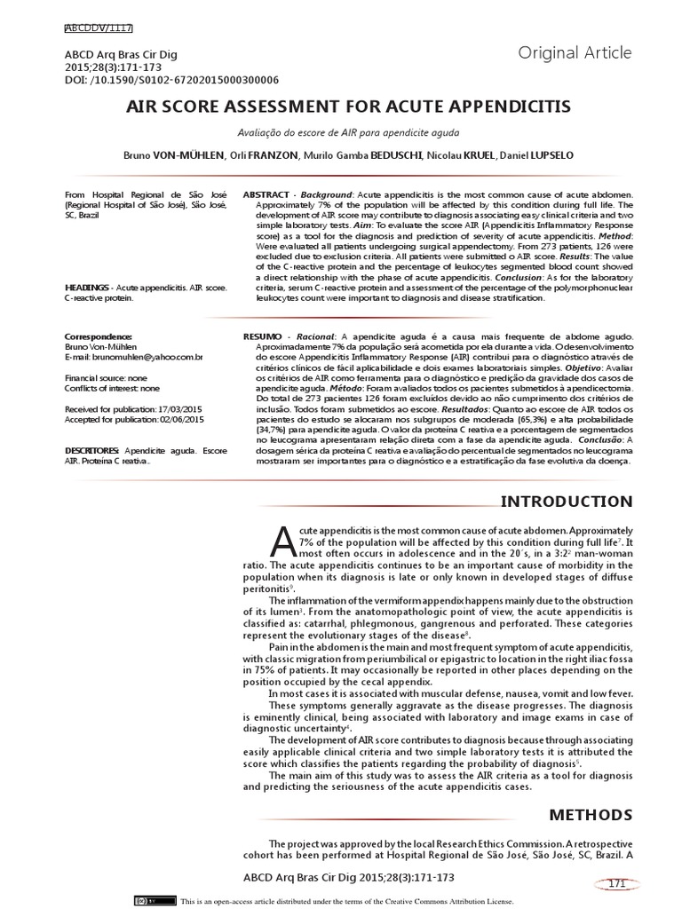 Air Score Assessment For Acute Appendicitis – TGBX