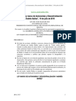 Ley Marco de Autonomías y Descentralización "Andrés Ibáñez", 19 de Julio de 2010 PDF