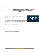 EJEMPLO DE COMUNICACIÓN PARA LA CONVOCATORIA DE LA ELECCIÓN DEL COMITÉ