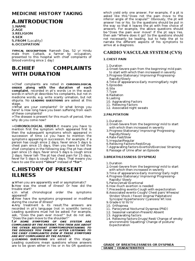 Comprehensive Guide to Medical History Taking | PDF | Physiology | Medicine