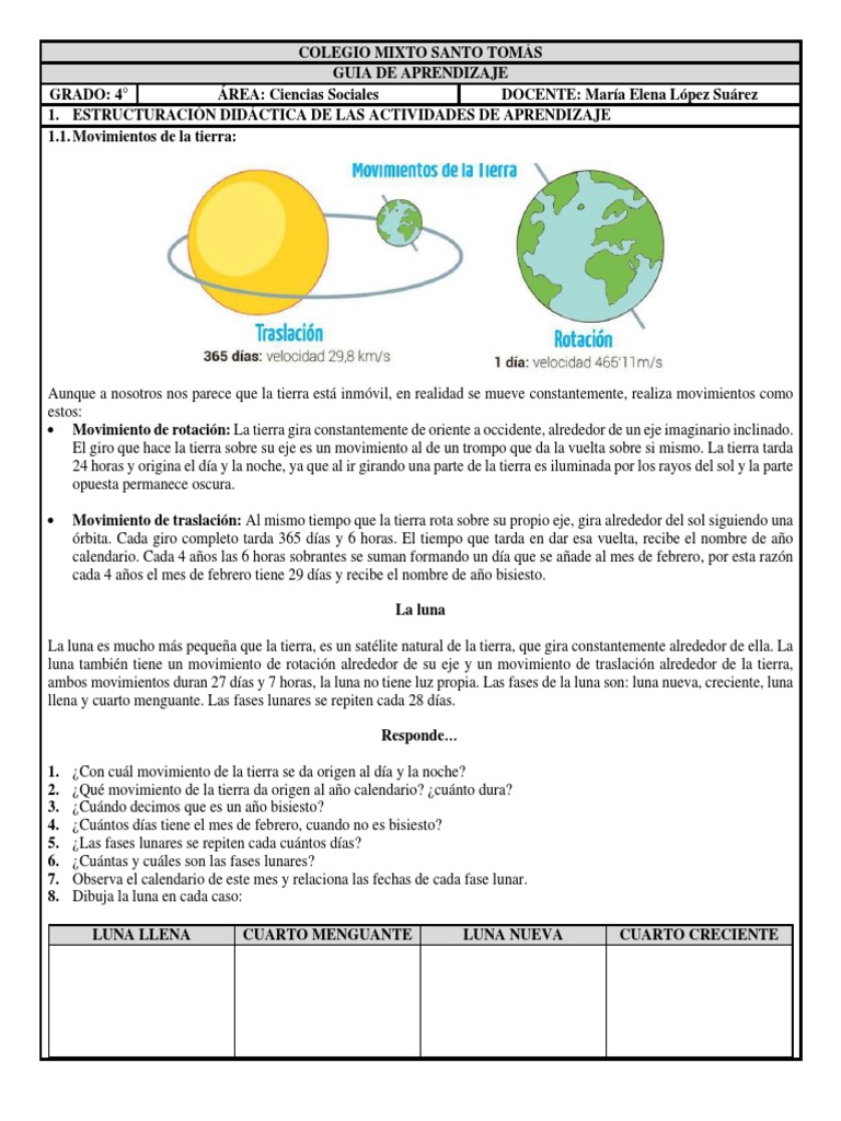 Movimientos de la Tierra para Niños | PDF