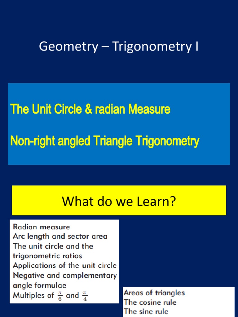 Trigonometry: Unit Circle & Triangle Rules | PDF | Science & Mathematics
