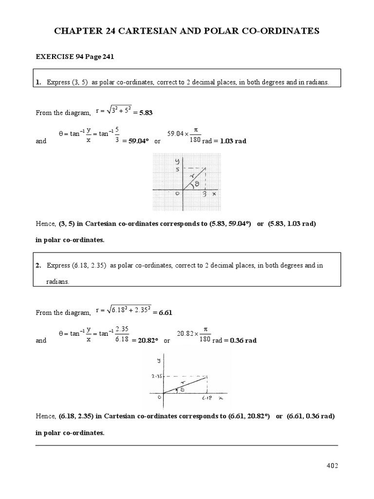 Polar Coordinate Conversion Exercises | PDF | Coordinate System ...