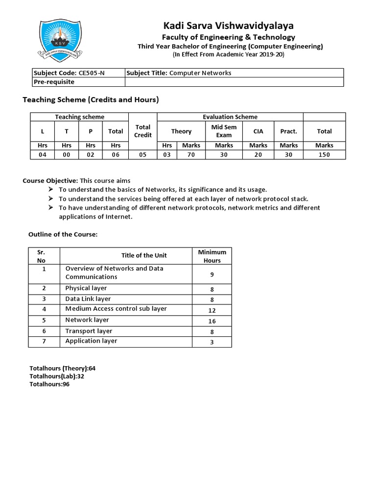 CE505-N Computer Networks | PDF | Computers | Technology & Engineering