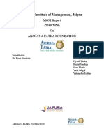 Jaipuria Institute of Management, Jaipur: MOM Report (2019-2020) On Akshaya Patra Foundation