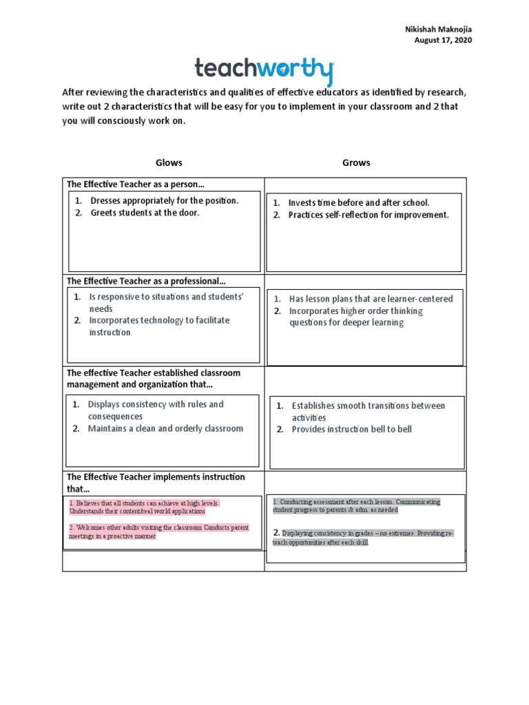 Characteristics of Effective Educators | PDF