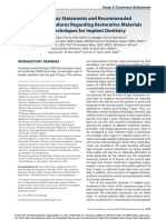 Consensus Statements and Recommended Clinical Procedures Regarding Restorative Materials and Techniques for Implant Dentistry