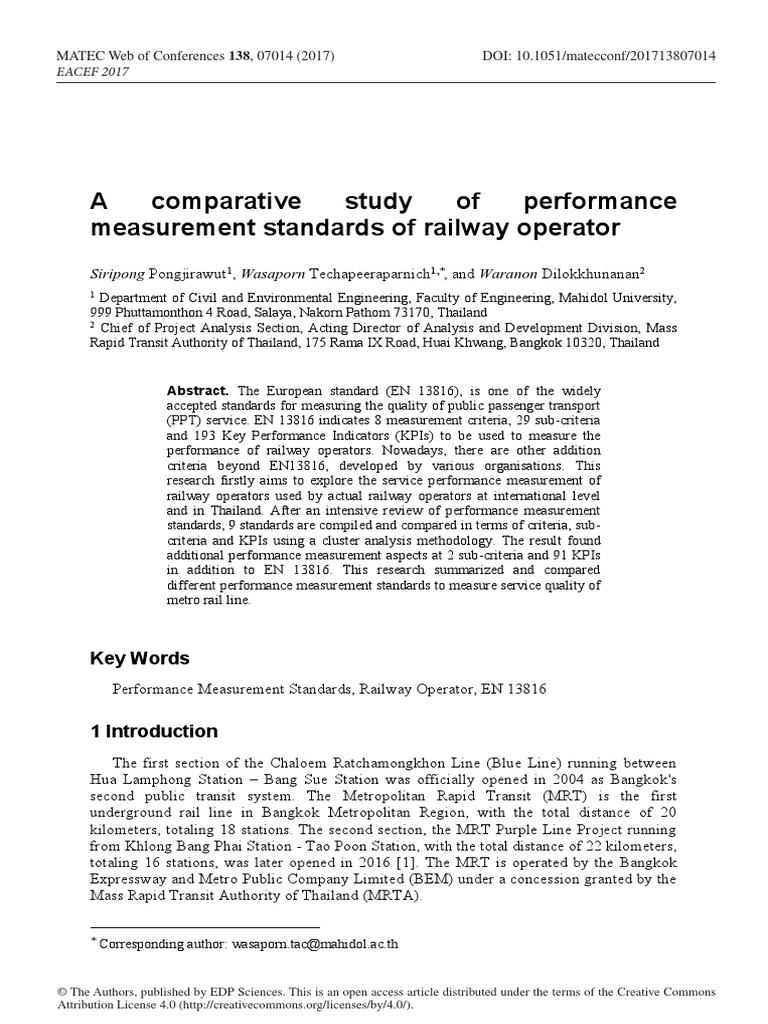 A Comparative Study of Performance Measurement Sta | PDF | Rail ...
