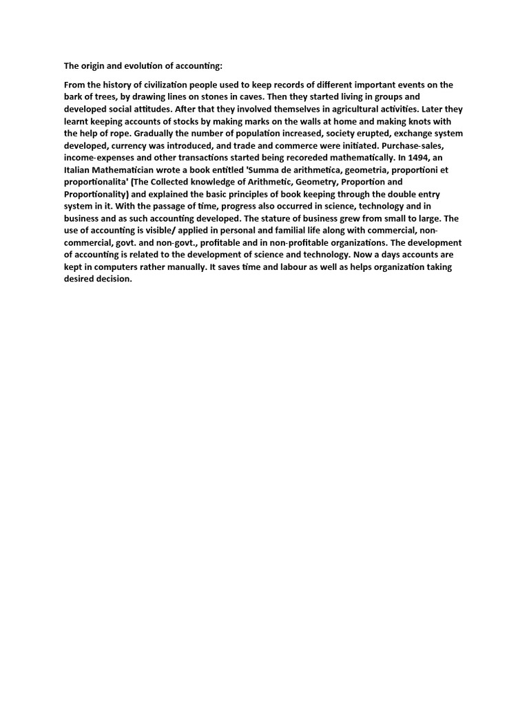 The Origin and Evolution of Accounting | PDF | Income Statement ...
