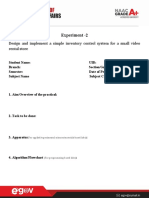 Experiment - 2: Design and Implement A Simple Inventory Control System For A Small Video Rental Store