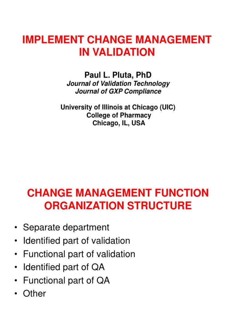 Change Management in Validation Strategies | PDF | Verification And ...
