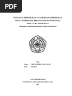 Download PENGARUH KEPEMILIKAN MANAJER DAN KEPEMILIKAN INSTITUSI TERHADAP KEBIJAKAN HUTANG DITINJAU DARI TEORI KEAGENGAN by Vanny ArLis SN47270208 doc pdf
