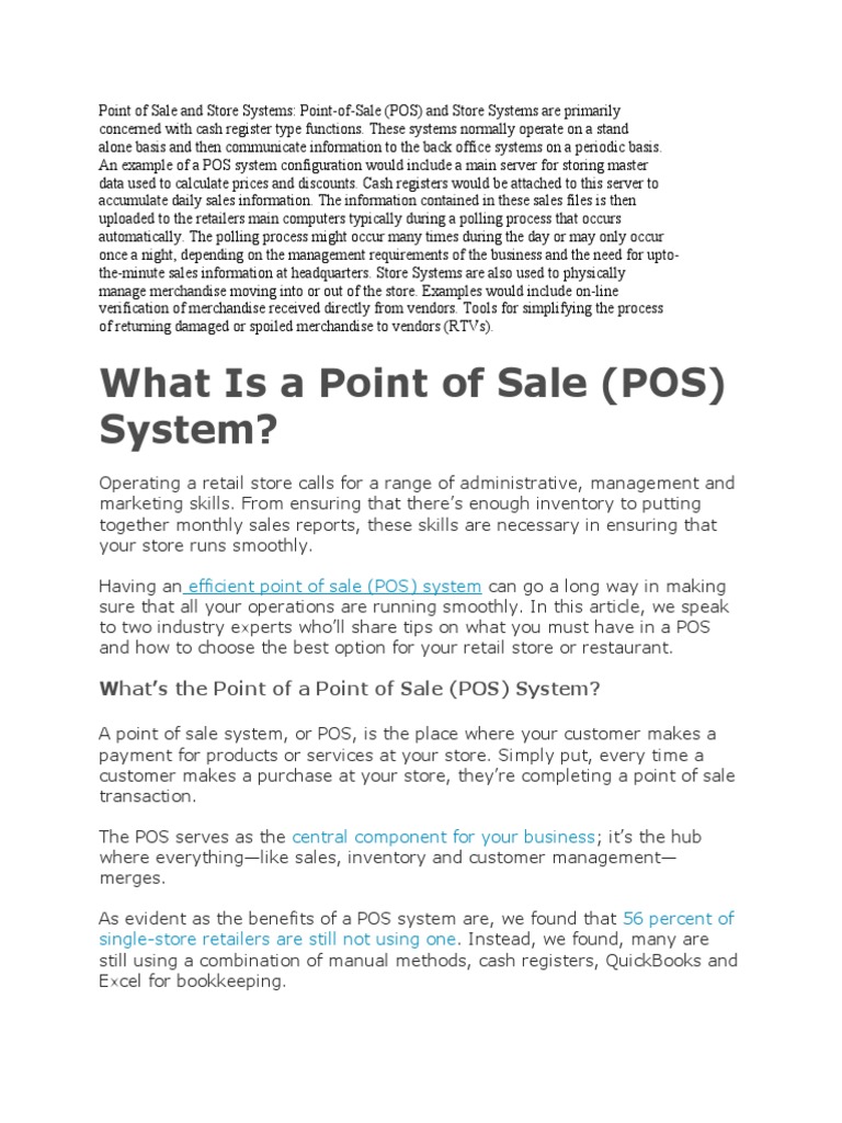 Understanding Point of Sale Systems | PDF | Point Of Sale | Retail
