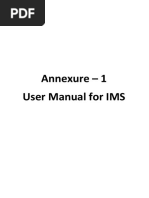 Annexure - 1 User Manual For IMS