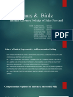 Laurs & Birdz: Human Resource Policies of Sales Personal