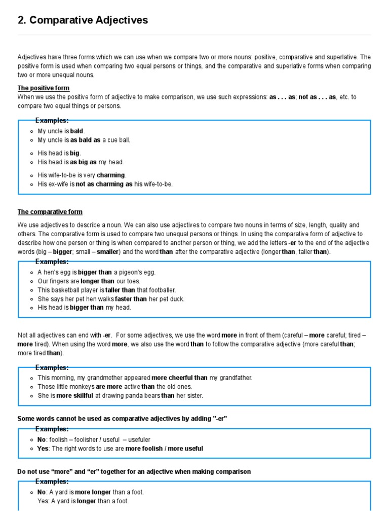 Comparative Adjectives Guide | PDF | Adjective | Syntactic Relationships