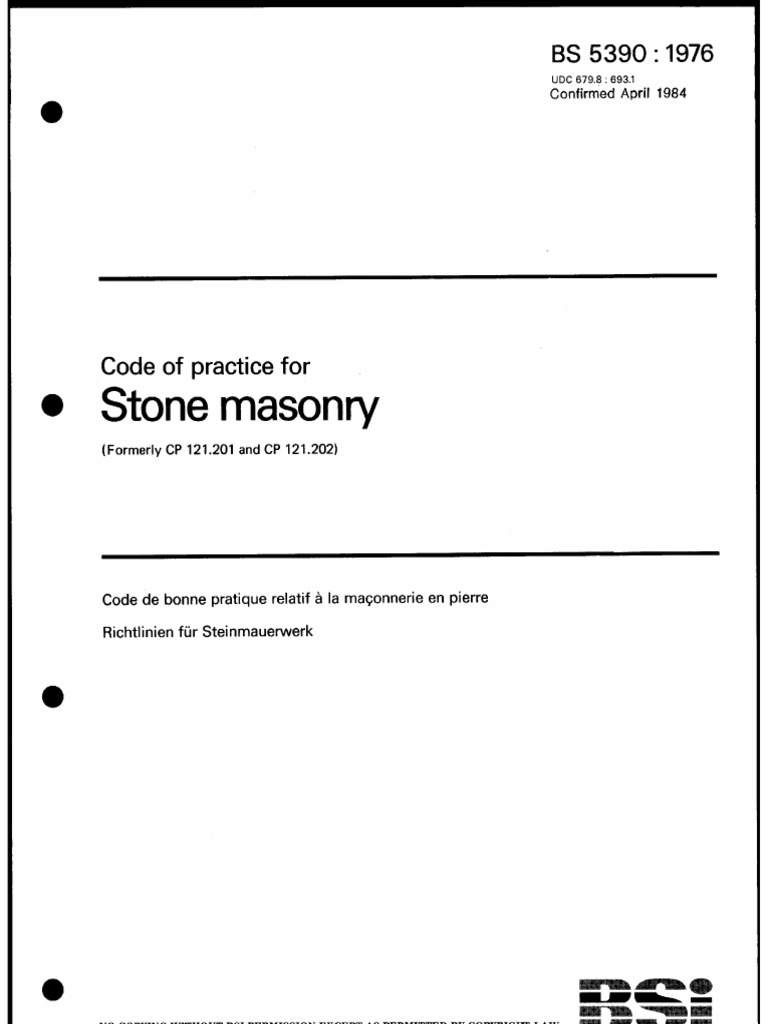 Bs 5390 1976 Code Of Practice For Stone Masonry Pdf