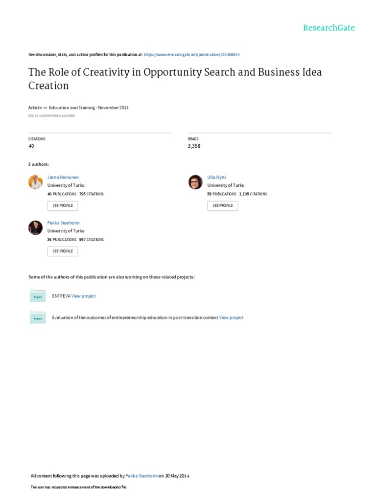 Creativity's Impact on Business Ideas | PDF | Entrepreneurship | Creativity