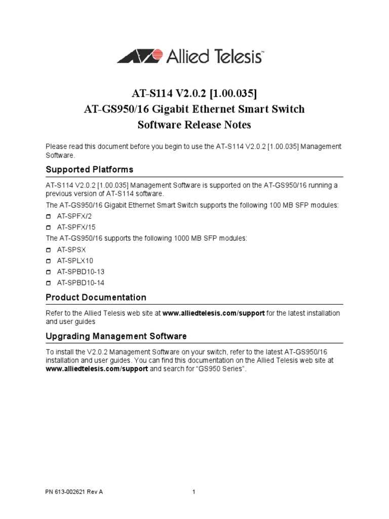 At S114 V2 0 2 1 00 035 At Gs950 16 Gigabit Ethernet Smart Switch