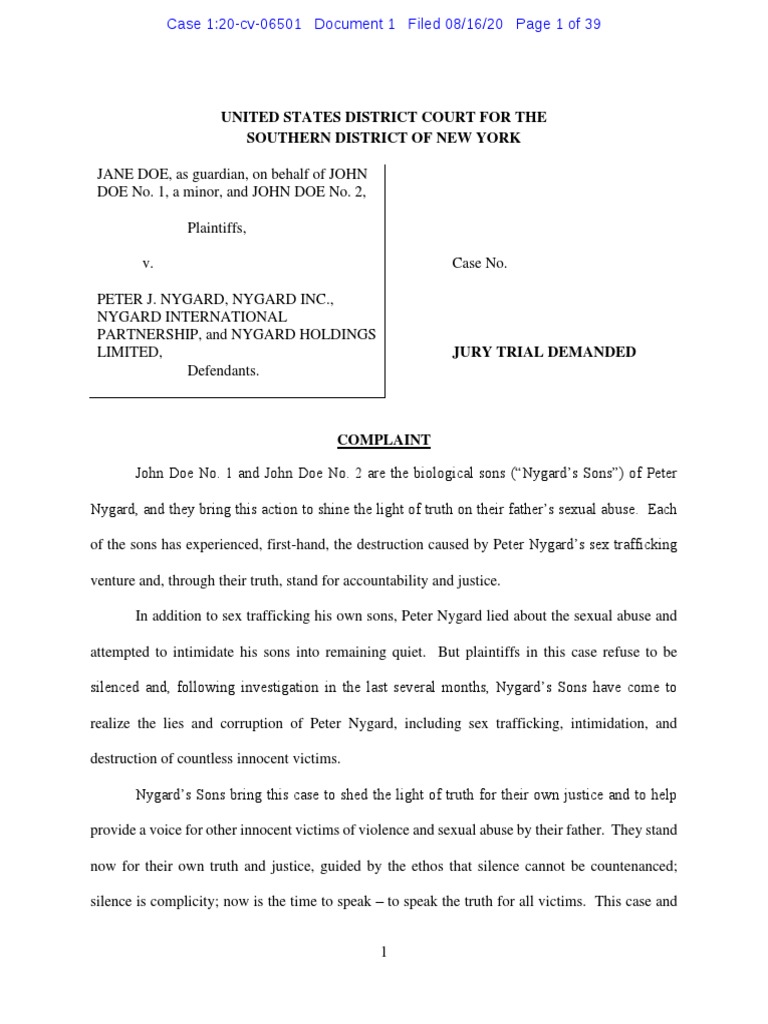 Nygard Sons Complaint PDF Statute Of Limitations Conspiracy (Criminal)