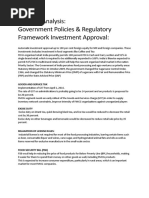 Industry Analysis: Government Policies & Regulatory Framework Investment Approval