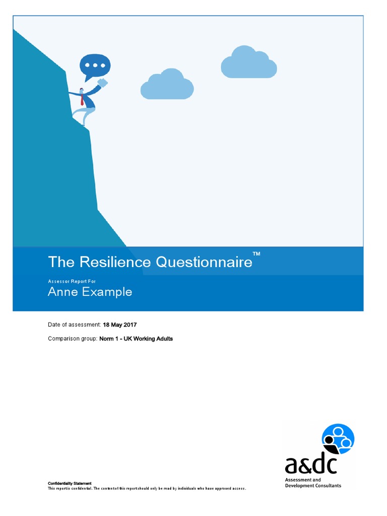 The Resilience Questionnaire Anne Example PDF Optimism