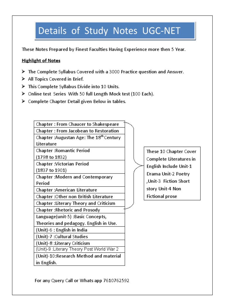 UGC NET English Literature Study Notes | PDF | Classics
