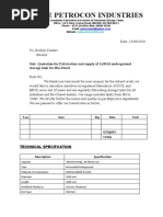 Indore Petrocon Industries: Sub: Quotation For Fabrication and Supply of 1x30 KL Underground Storage Tank For Bio Diesel