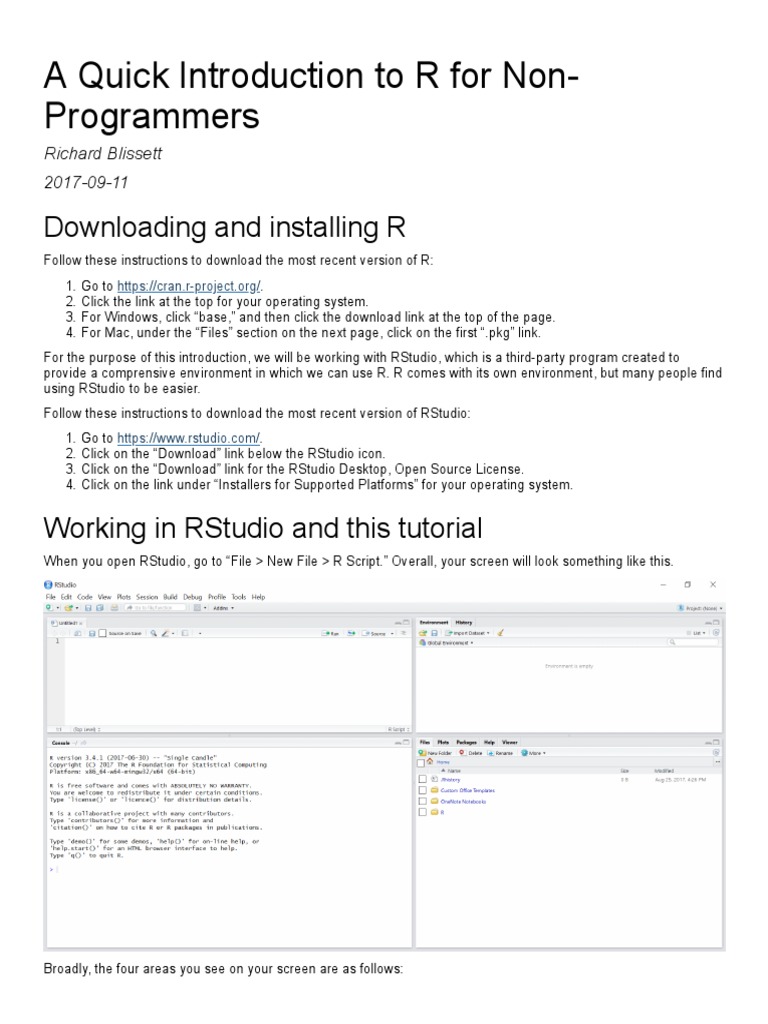 R Exercise 1 - Introduction To R For Non-Programmers | Download Free ...