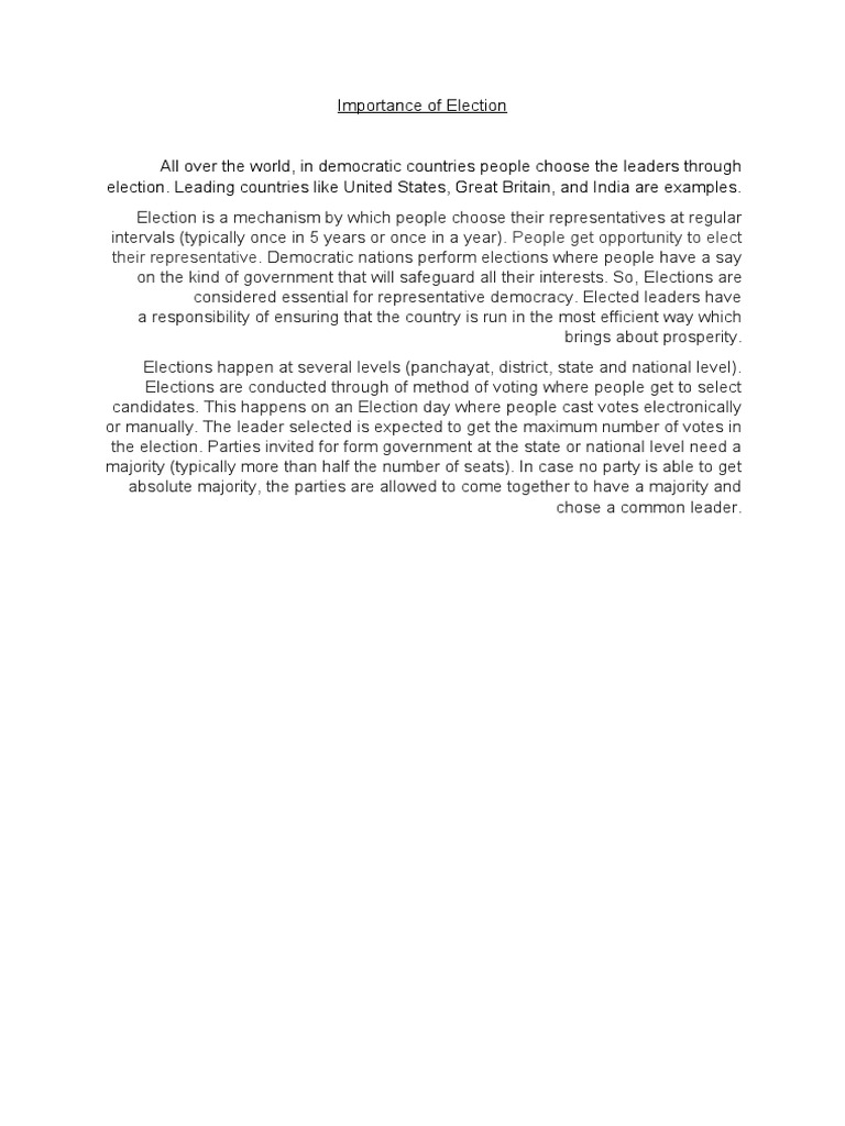 Importance of Elections in Democracy | PDF | Politics