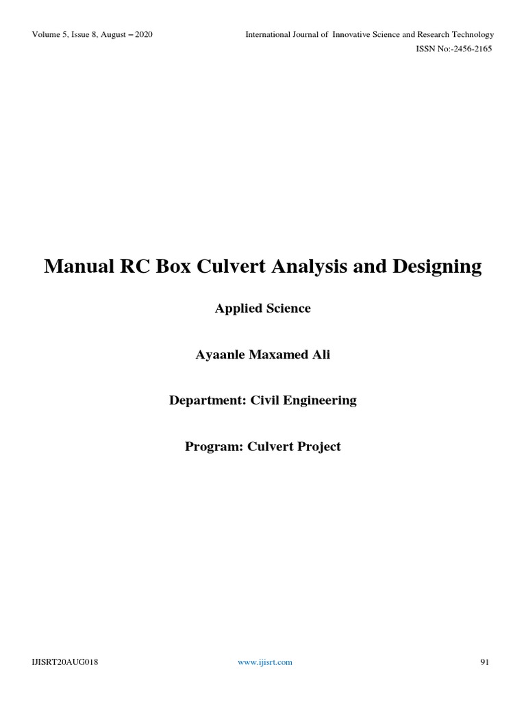 RC Box Culvert Design and Analysis | PDF | Concrete | Economic Sectors