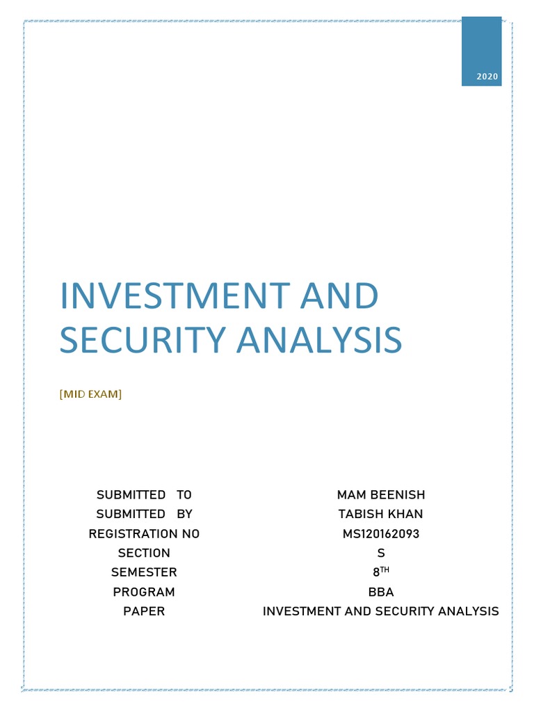 Investment and Security Analysis | PDF