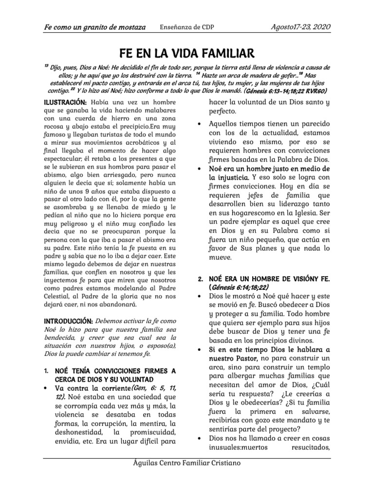 4 Fe en La Vida Familiar | PDF | Arca de Noé | Noé