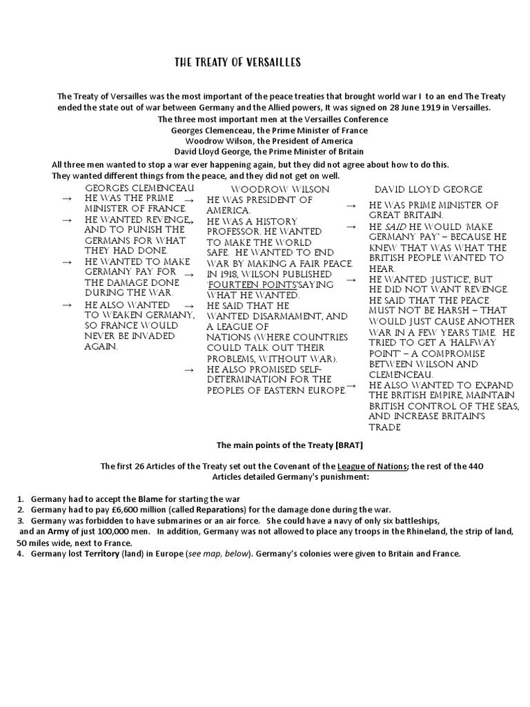 The Treaty of Versailles | PDF | Treaty Of Versailles | Diplomacy