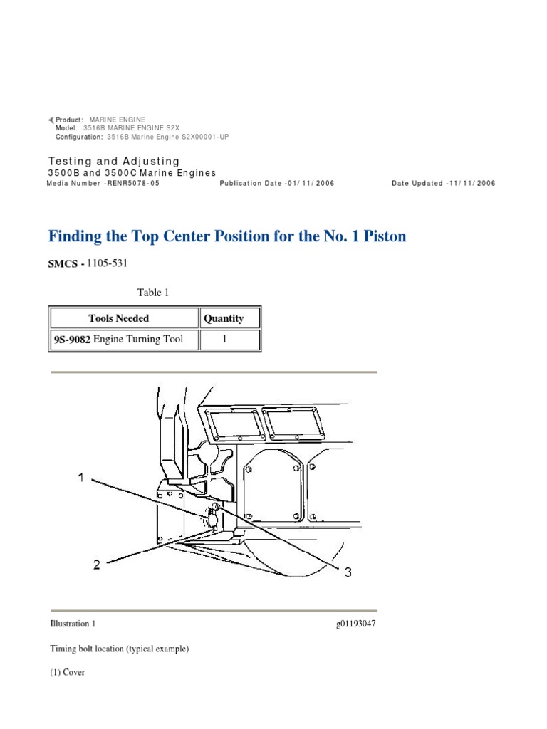 3500B/C Marine Engine Timing Adjustments | PDF | Piston | Fuel Injection